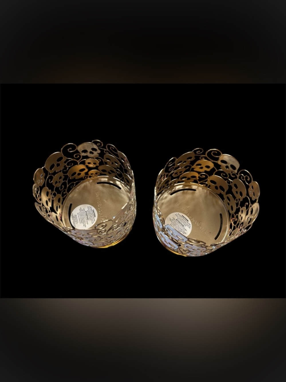 Bath and Body Works Skull Motif Metal Candle Holders Set - Picture 2 of 4
